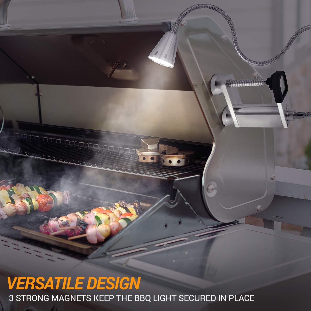 LED Concepts BBQ Grill Lights Magnetic Base Super-Bright LED Lights-360 Degree Flexible Gooseneck, Weather Resistant, Task Lighting Barbecue Grilling, Works (1 Pack)