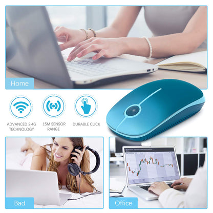 VssoPlor Wireless Mouse, 2.4G Slim Portable Computer Laptop Mouse with Nano Receiver Quiet Silent Optical Mice for Notebook, PC, Laptop, Computer-Black and Gold
