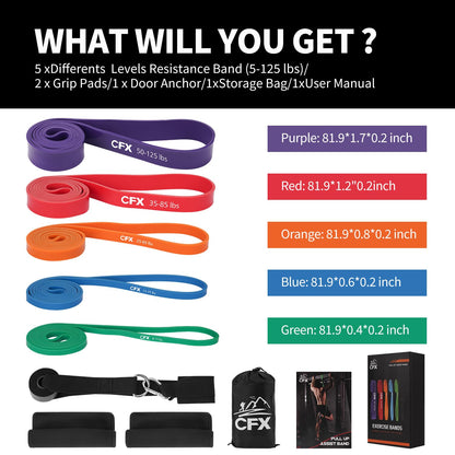 CFX Resistance Bands for Working Out,Pull Up Assistance Bands,Workout Bands for Exercise,Elastic Bands for Body Stretching,Crossfit Training at Home/Gym for Men & Women