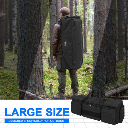 Bulyoou 42" Soft Rifle Case for 4 Guns with Molle, Tactical Multi Gun Bag with Padded Dividers and Backpack Straps, Extra Pockets for Outdoor Hunting and Shooting Range, Safe Storage Shipping (Black)