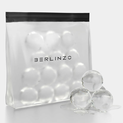 BERLINZO Large Reusable Ice Storage Bag - Freezer Safe Leak Proof Silicone and Plastic-Free Lunch Bag for Ice and Food Storage - BPA-Free XL Size