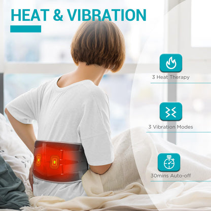 Comfytemp Cordless Heating Pad with Massager for Back Pain Relief, Portable Lower Back Massager FSA Eligible HSA Rechargeable, Birthday Gifts for Women Men Mom Dad Seniors Christmas 3 Heat 30 Auto-Off