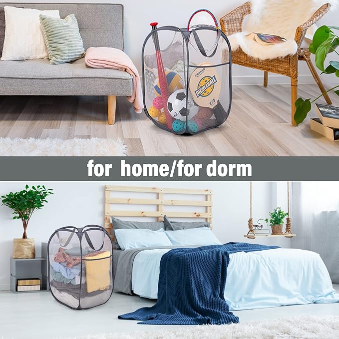 BATTOO 3 Pack Collapsible Laundry Basket Strong Mesh Pop Up Laundry Hamper