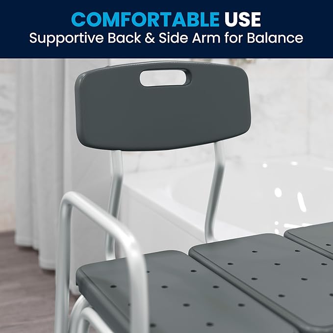 Flash Furniture HERCULES Series 300 Lb. Capacity Adjustable Gray Bath & Shower