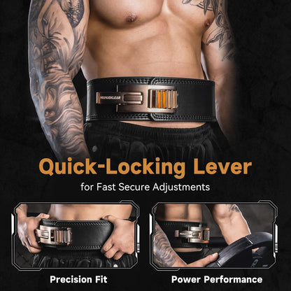 Lever Lifting Belt for Man and Women, Weightlifting with Adjustable Heavy Duty Buckle, Professional Weight Lifting Belt Black/Gold
