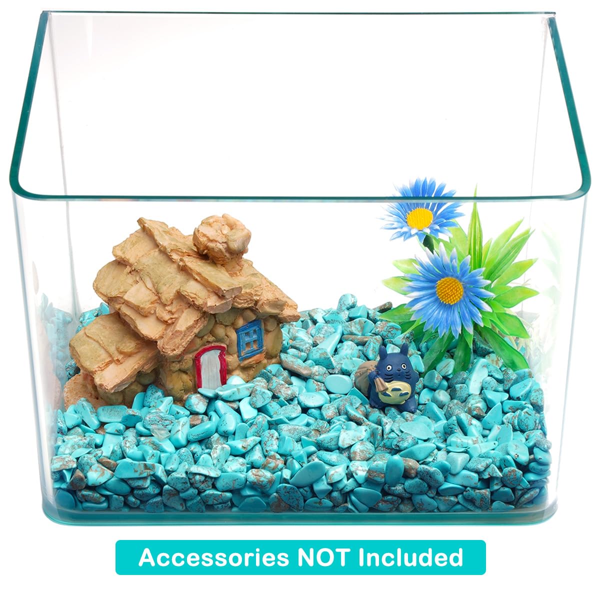 WAYBER 1 Lb/460g Green Turquoise Decorative Stones Irregular Aquarium Pebbles Crystal Rocks Quartz Gravels for Fish Turtle Tank/Succulent Plants/Air Plants Decoration (Fill 1 Cup)