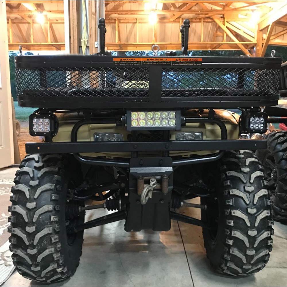 ORCISH Heavy Duty ATV Front Cargo Basket, 17" W x 36" L x 6" H Steel Mesh Rack with Mounting Kit, Universal ATV/UTV Storage Basket for Gear, Luggage, Camping, Hunting, and Outdoor Use