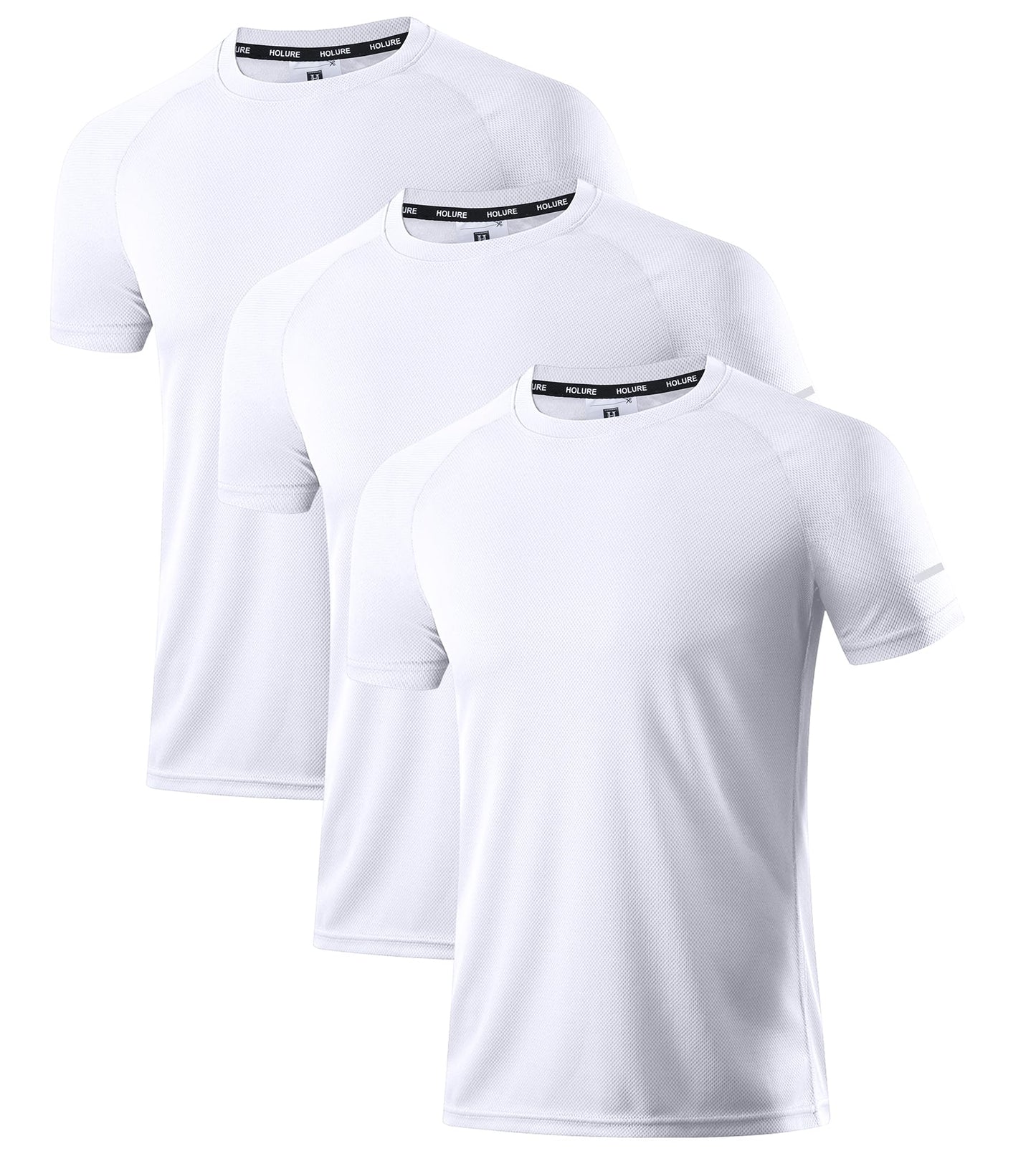 Holure Men's 3 Pack Sportswear Breathable T-Shirts Quick-Drying Short-Sleeve Shirts White/White/White 08-M