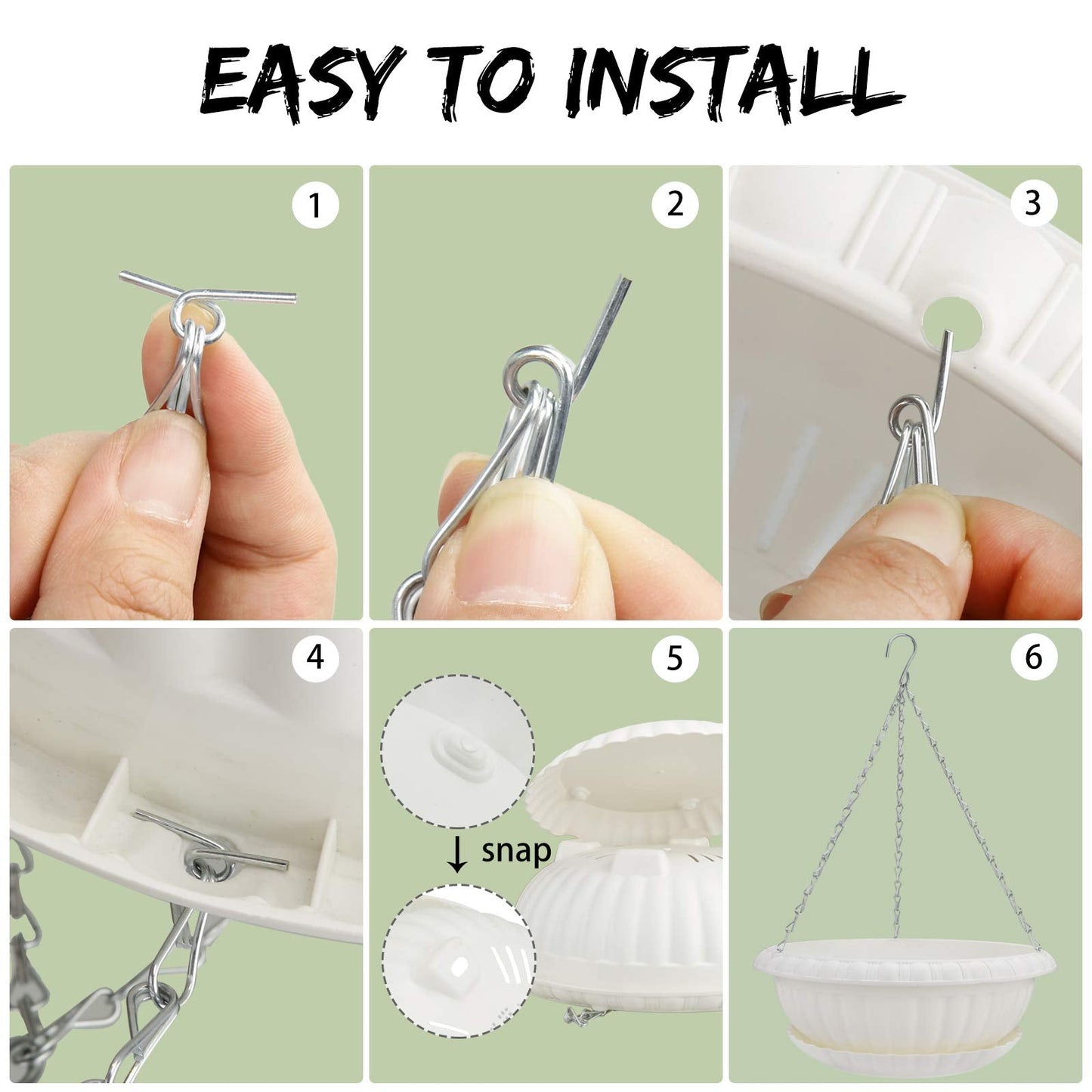 summer flower 12.59" Large Hanging Planters with Drainage Hole&Tray, Hanging Flower Pots Plastic Plant Hanger Holders Hanging Basket for Indoor Outdoor Home Garden Herb Succulent (Pack 3)