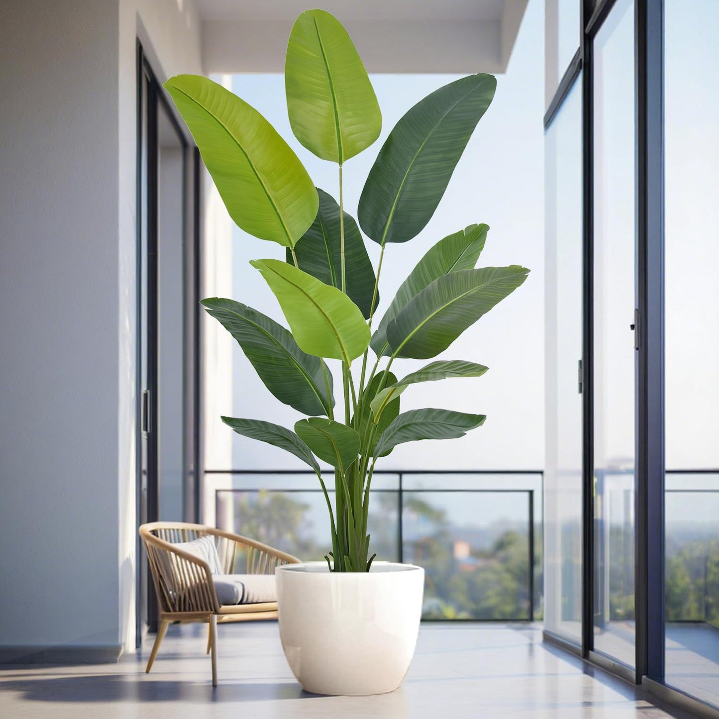 Artificial Bird of Paradise Tree 7.2FT(86in) Tall Faux Plant with Realistic 13 Leaves, Fake Tropical Floor Potted Artificial Plants for Home Office Living Room Indoor Decor (7.2feet,1Pack)