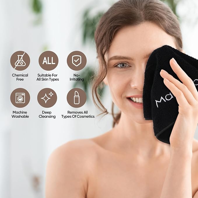 HOMEXCEL Makeup Remover Cloth 6 Pack, Premium Washable Soft 13x13 Inch Facial