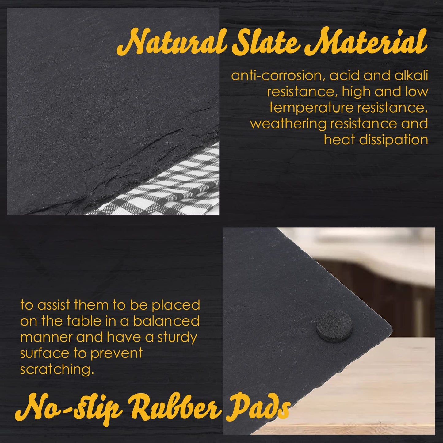 Zopeal 10 Pcs 10" x 5" Black Slate Charcuterie Boards Charcuterie Stone Plates with Natural Edge Slate Cheese Tray Serving Stone Board for Kitchen Dining Party Meat Fruits Display Chalkboard