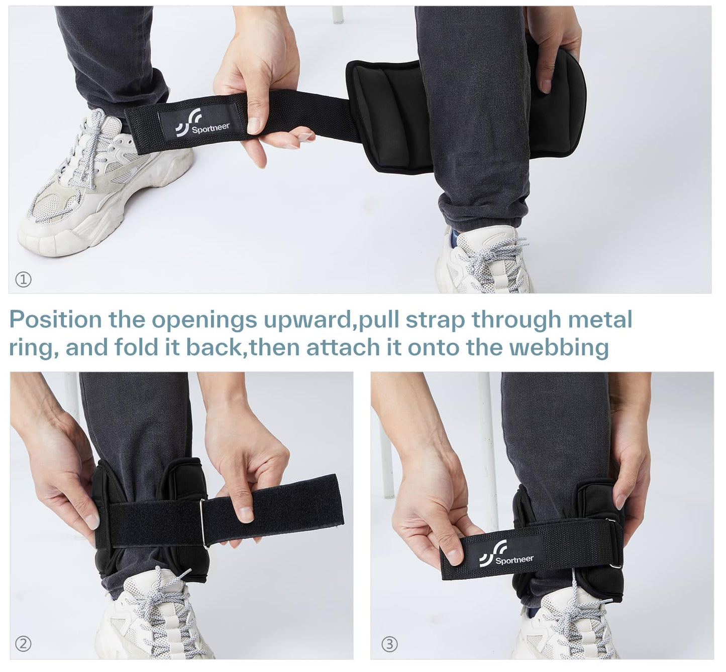 Sportneer Adjustable Weighted Ankle Weights Set 1 Pair 2 4 6 8 10 Lbs Leg Weight Straps for Women Men for Gym,Fitness, Workout,Walking, Jogging,1-5 lbs for Each Ankle, 1 Pair 2-10 lbs (Black)