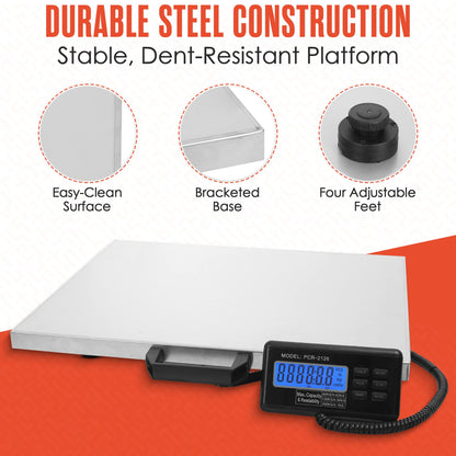Houseables Shipping Scale, Platform Scale, Industrial, Heavy Duty, 400 LB, Weight Machine for Luggage, Packages, Postal, Floor, Commercial, Package, Business, Weighing, Large Platform, Digital, 22x18