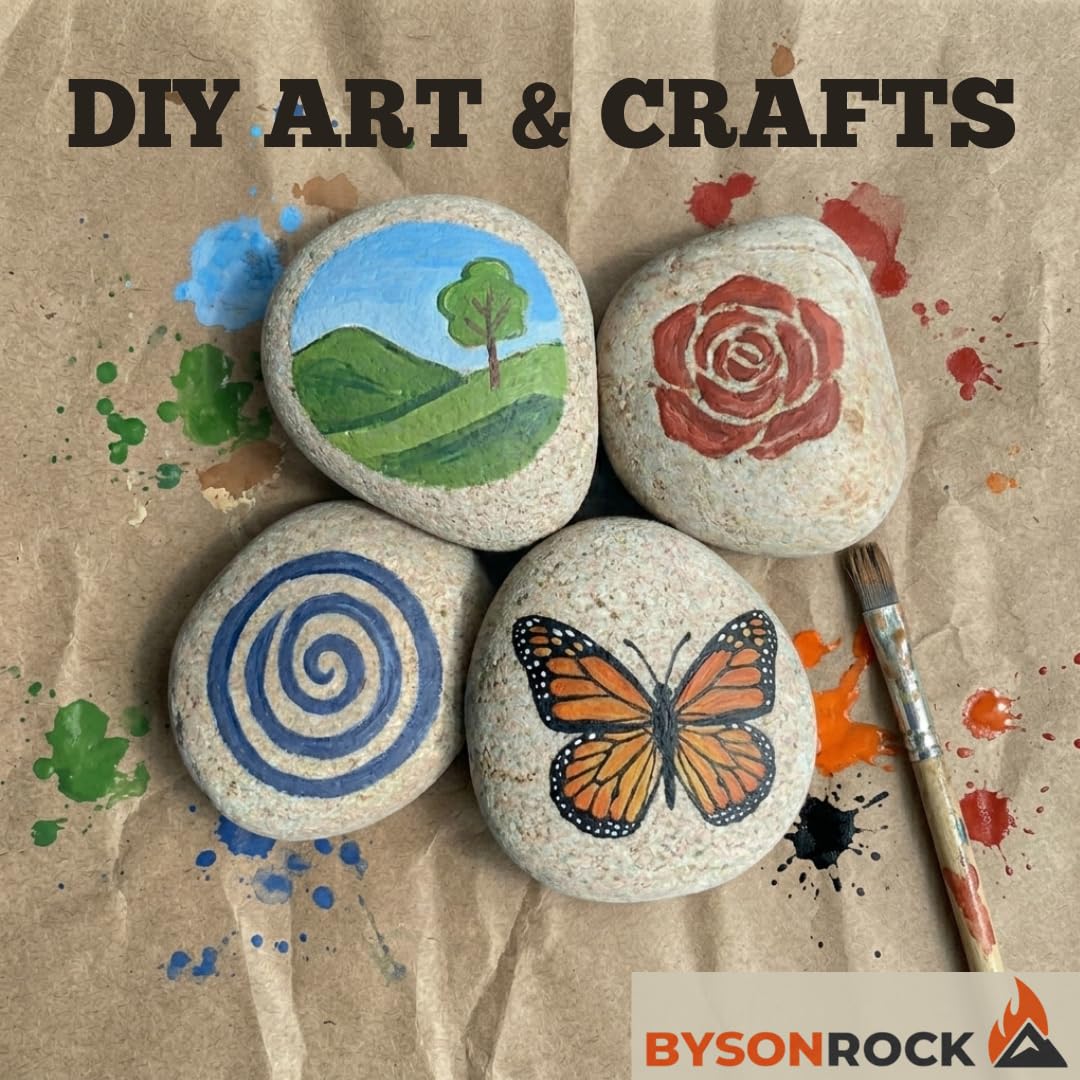 BYSONROCK Giant Natural Beige Beach Rocks, 4 Large Stones, Size 5-8 Inch, (10–14 lbs), Large Decorative Garden Rocks for Landscaping, Planters, Aquariums & Painting