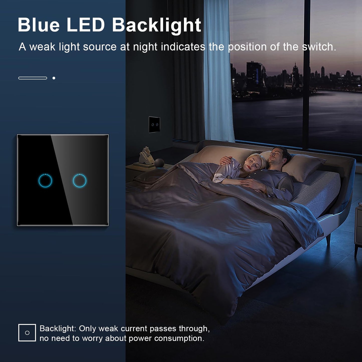 CNBINGO Smart Touch Light Switch with Glass Wall Plate and LED Backlight, No Neutral Wire Required, Works with Alexa, Google Assistant, Timing or Schedule