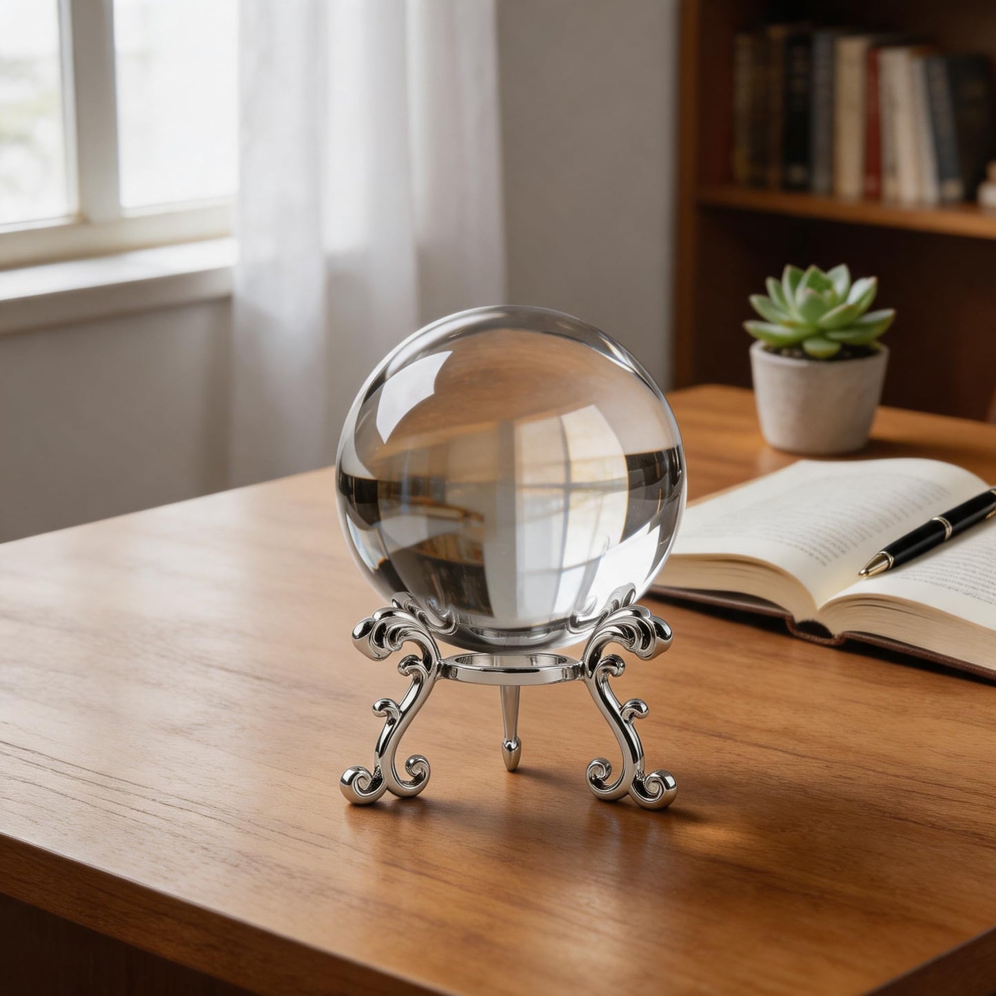 ZEERSHEE 3.9in Crystal Ball with Stand, Photography Prop for Decor