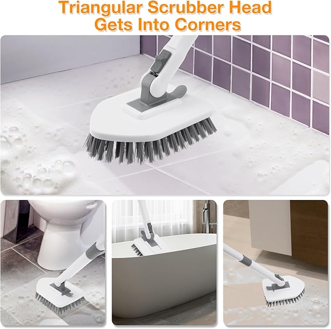 4 in 1 Shower Scrubber Cleaning Brush, Tub and Tile Scrubber