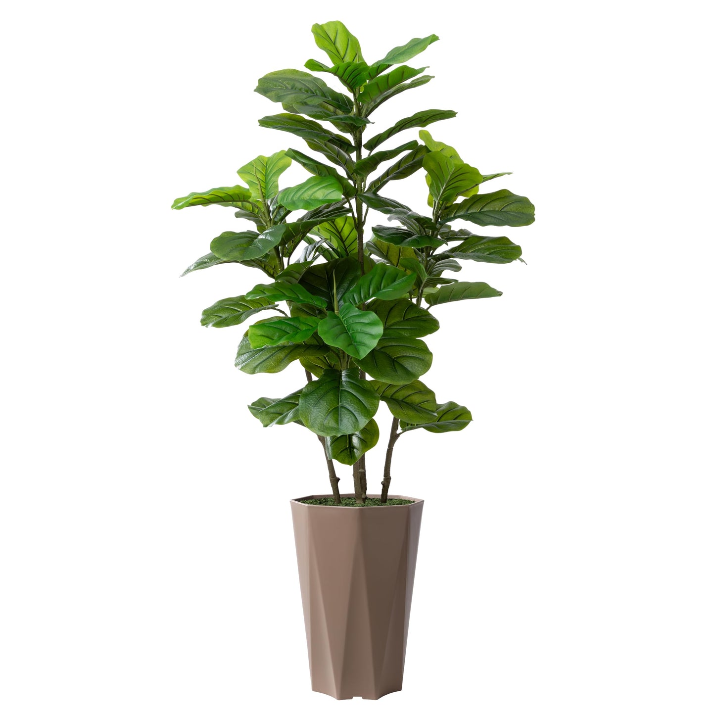 Artificial Fiddle Leaf Fig Plant Indoor 5FT Faux Fig Tree with Mocha Diamond Planter Tall Fake Floor Plant Potted Artificial Trees for Home Office Living Room Decor Indoor