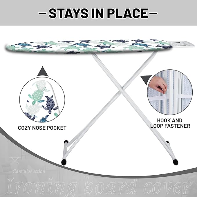 Extra Thick Ironing Board Cover and Pad, Sea Turtle 15x54 Ironing Board Cover