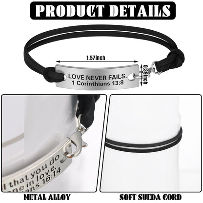 Bucherry 24 Pack Bible Verse Party Favors Christian Easter Gifts Bulk Easter Church Bracelets for Women Men with Religious Gift Cards Envelopes Engraved Inspirational Verse Bracelets(Black)