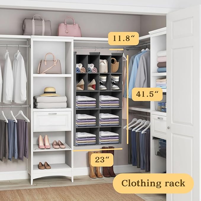 Ofiray-home 5 Tier Hanging Closet Organizer, 14 Compartments Sweater Organizer