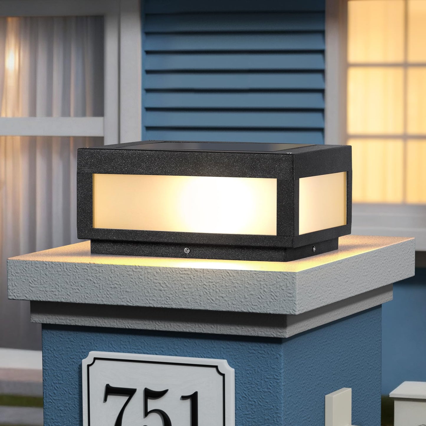 Smplhavn 11.81" Solar Post Lights Glass, 3000K LED Outdoor Lamp Post Light, IP54 Waterproof Solar Pillar Lights Outdoor, Dusk to Dawn Column Lighting for Posts Fence Outside Entrance Yard Driveway