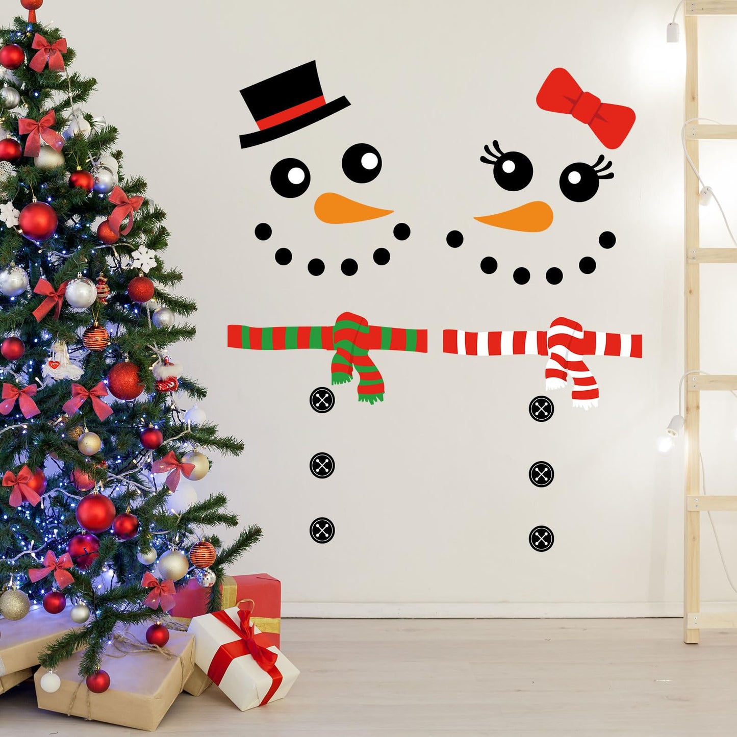 JarThenaAMCS 2 Sheet Christmas Snowman Door Stickers Removable Winter Snowman Wall Decals Large Xmas Mural Stickers for Home Window Door Refrigerator Decor