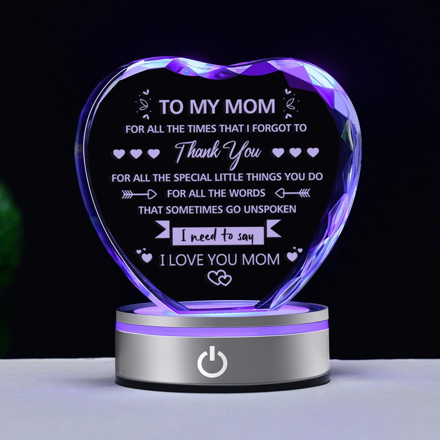 IFOLAINA Mom Birthday Gifts from Daughter Son to My Mom Crystal Heart Keepsake Gifts for Christmas Mother's Day Thanksgiving Day Engraved Mother Quote