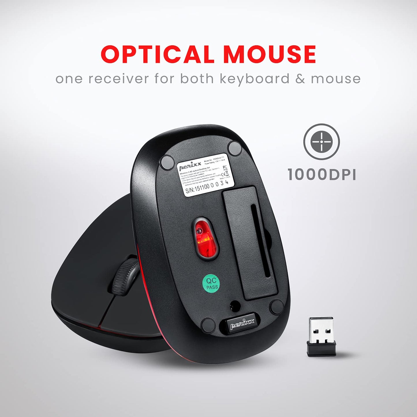perixx PERIDUO-712 Wireless Mini Keyboard and Mouse Combo - AES 128 Bit - Black - UK Layout