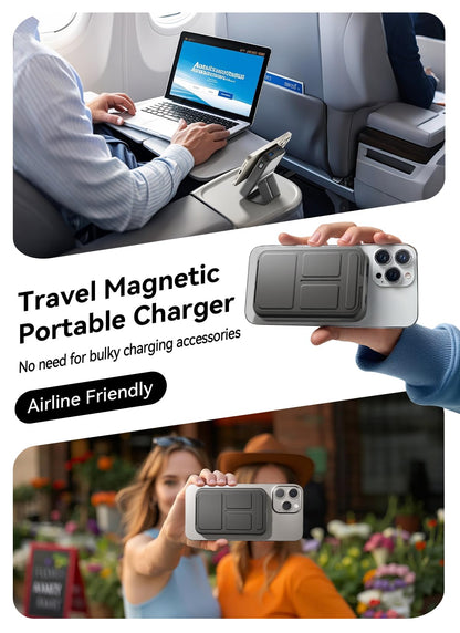 Magnetic Portable Charger, 10000mAh Wireless Power Bank with 20W USB-C Fast Charging, Foldable Stand & LED Display Magnetic Battery Pack, Compatible with iPhone 16/15/14/ All Series