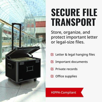Vaultz Locking Mobile File Chest, Letter/Legal Files, 17.5" X 15.5" X 14.5", Black