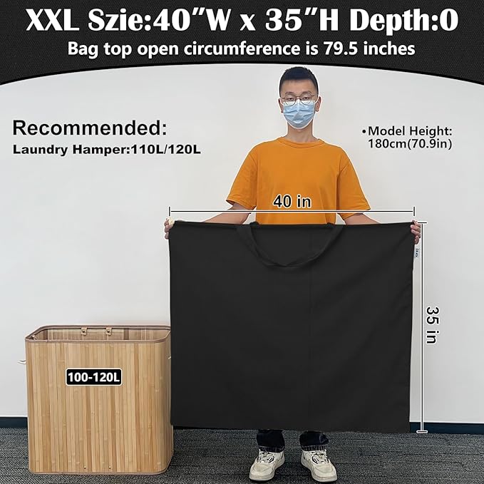 Canvas Laundry Bag 40"W x 35"H, Thick Canvas Laundry Bag