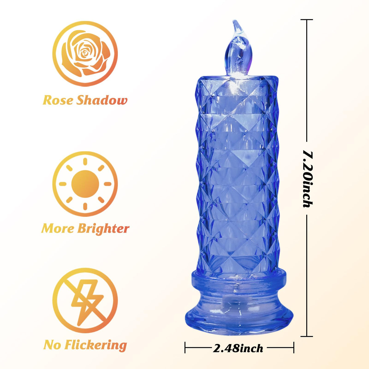 SupBri LED Candles, 4Pack Battery Operated Candles with Rose Light Halo, Romantic Flameless Pillar Candles for Valentines Halloween Decorations(Blue, D 2.5" x H 7.2")