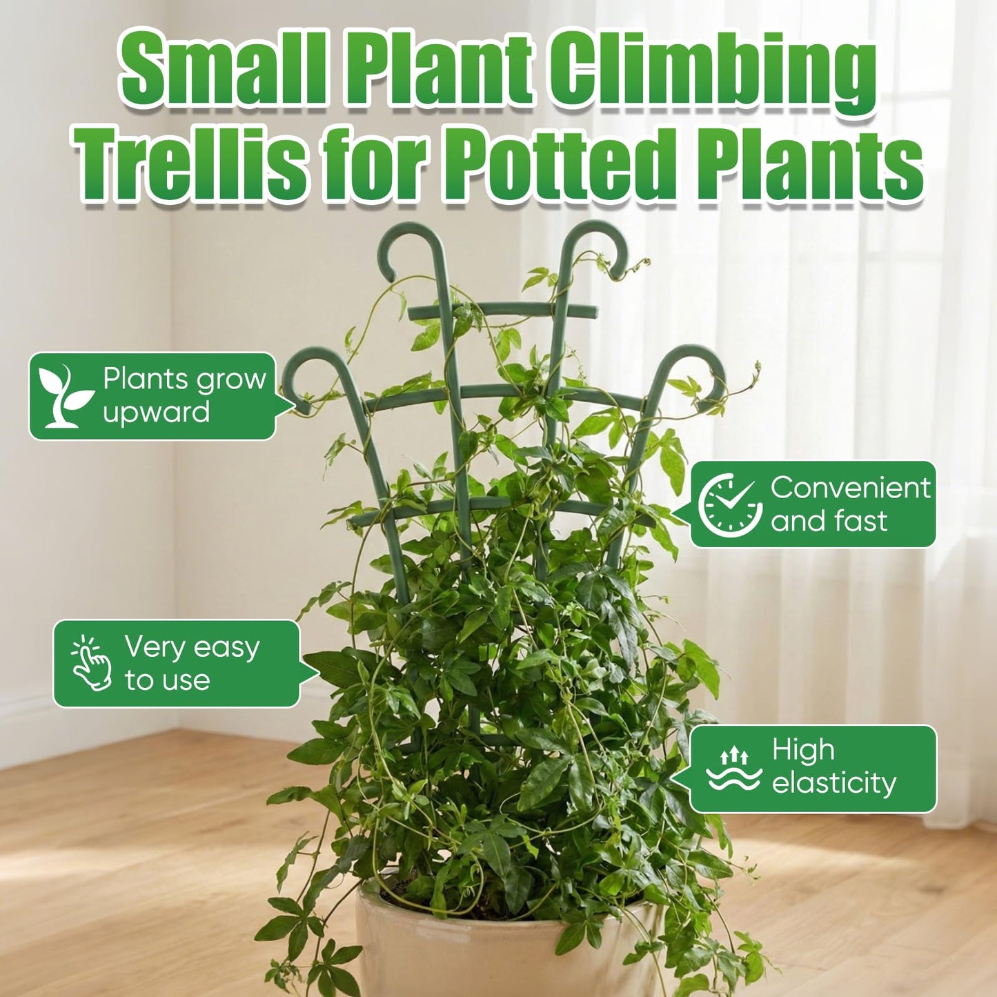 4PCS Indoor Small Trellis,Stackable Plant Trellis for Indoor Climbing Plants,Small Plant Climbing Trellis for Potted Plants Plastic Climbing,Potted Plant Trellis for Houseplants