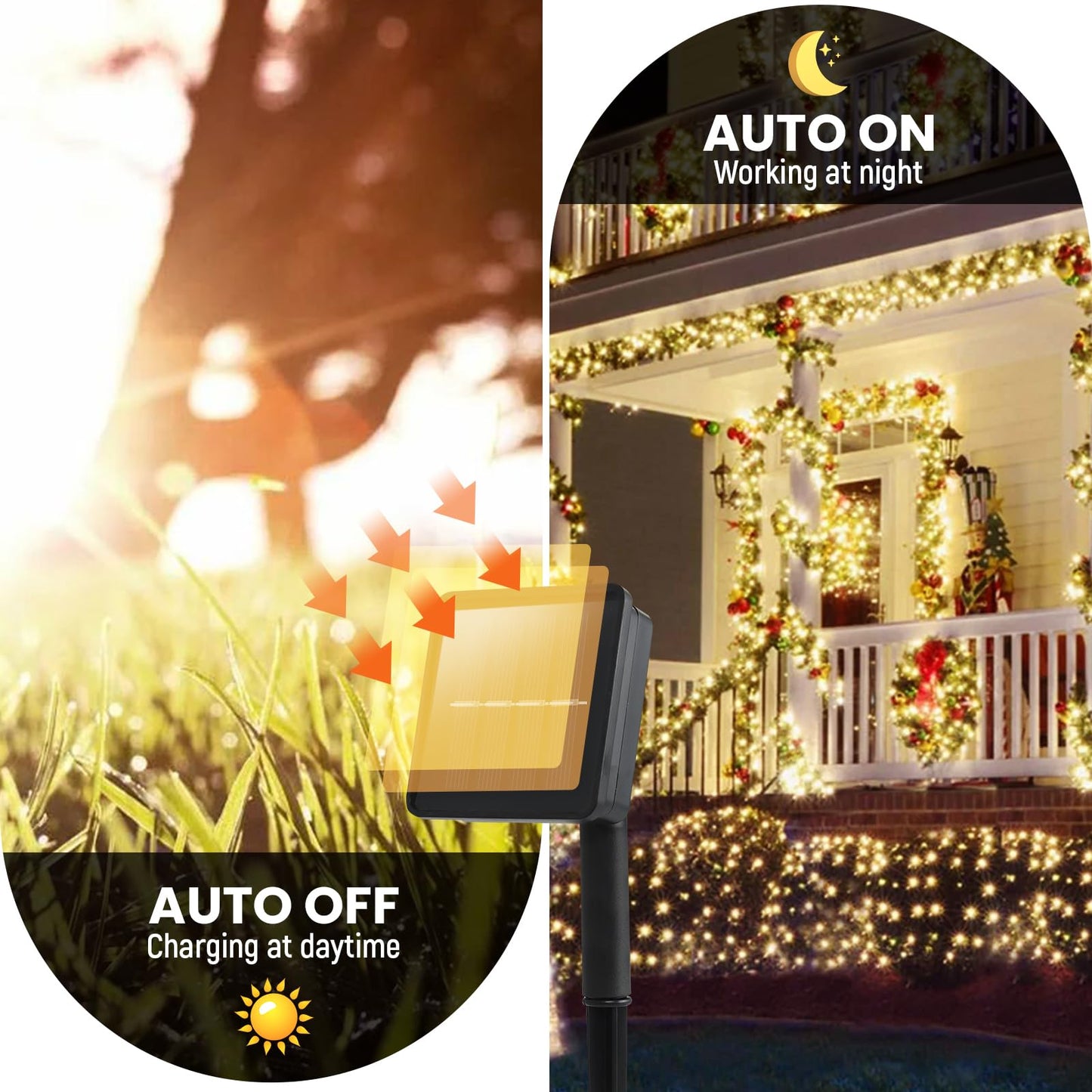 Solar String Lights Outdoor 2 Pack 50FT 100 LED Waterproof Fairy Lights, 8 Modes Solar Powered Twinkle Lights for Garden Patio Backyard Trees Summer Party Wedding Warm White