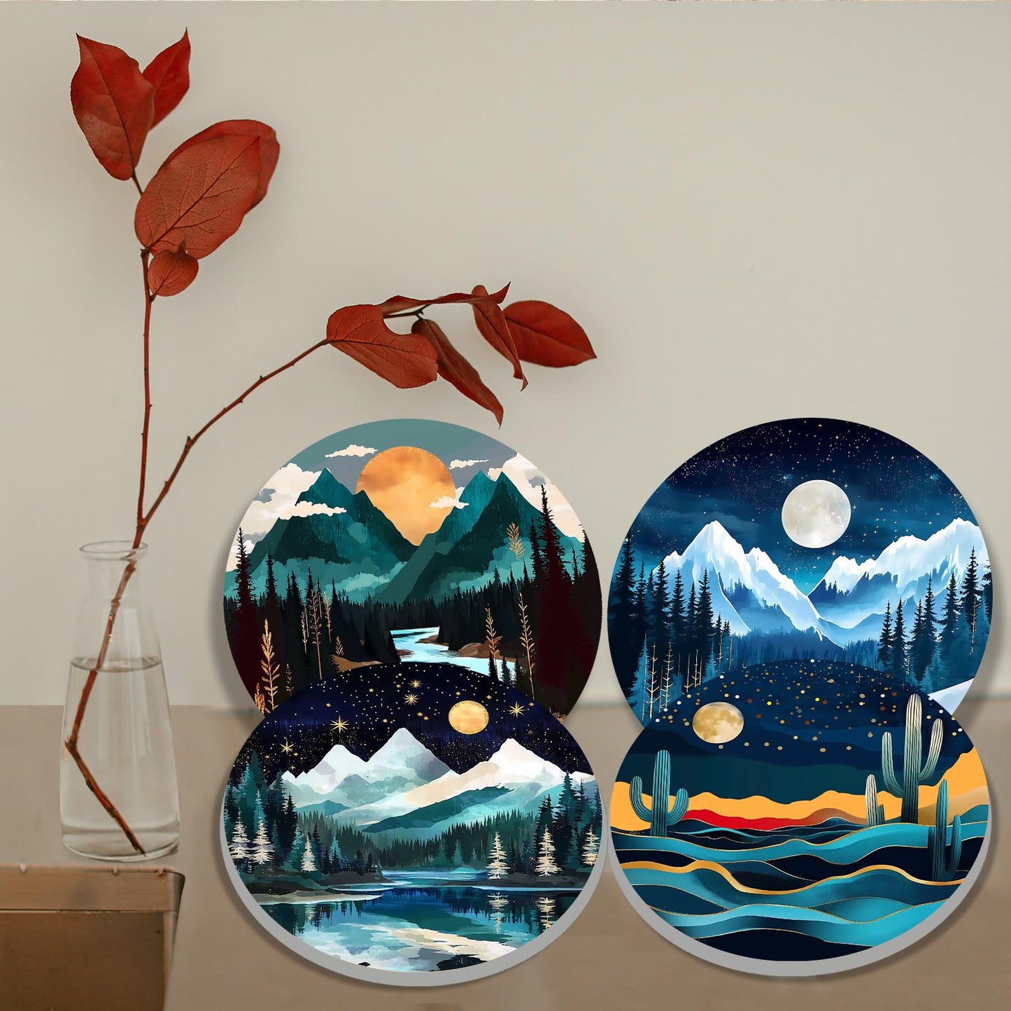 Tucocoo Desert Night Burner Covers for Electric Gas Stove Burners,8 Inches and 10 Inches,Morning Stars Landscape Electric Stove Burner Covers,Round,Range,Cooktop,Set of 4 Decorative Kitchen Decor