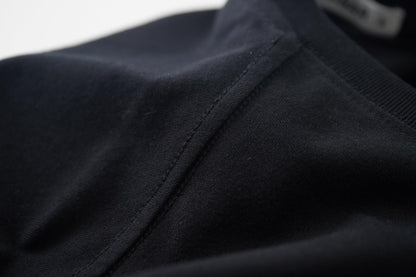 VEIISAR Men's Heavy Weight Crew Neck T-Shirt Mens Premium Cotton Tee Black L