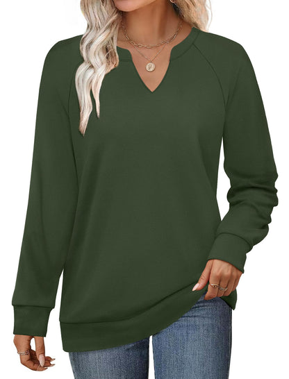 SAMPEEL Sweatshirts for Women V Neck Long Sleeve Shirts Lightweight Sweaters Fall Fashion Tops Outfits 2025