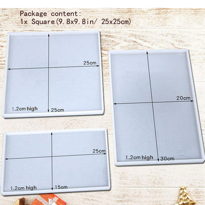1 Pack Large Square Tray Mold, Oversized Silicone Casting Molds for Resin, DIY Resin Coaster Silicone Mold 9.8x9.8in