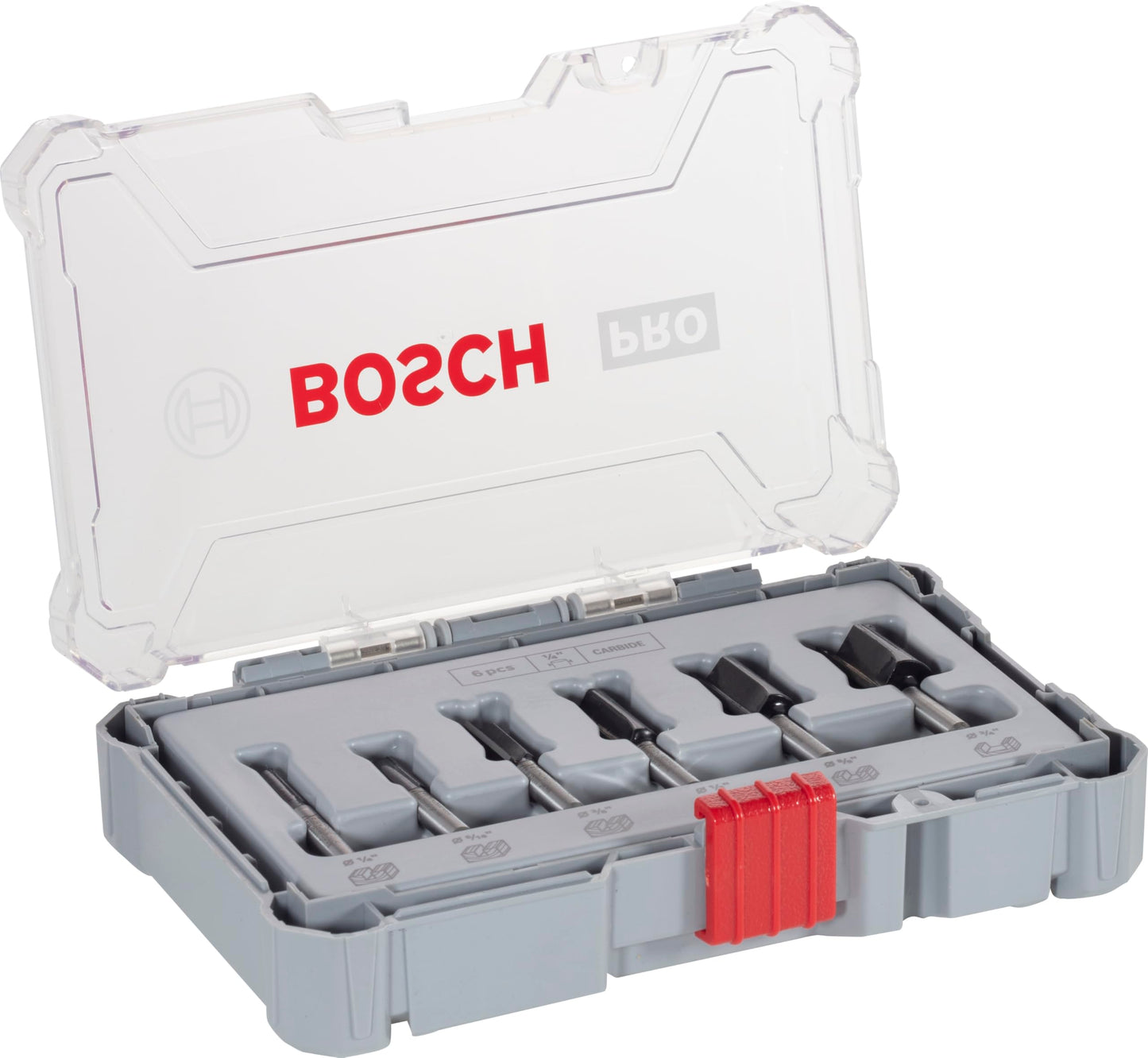 Bosch Professional 6 pcs. Straight Router Bit Set (for Wood, Ø 1/4 inch Shank, Accessory Router)