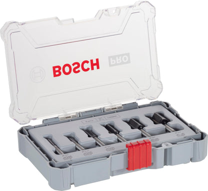 Bosch Professional 6 pcs. Straight Router Bit Set (for Wood, Ø 1/4 inch Shank, Accessory Router)