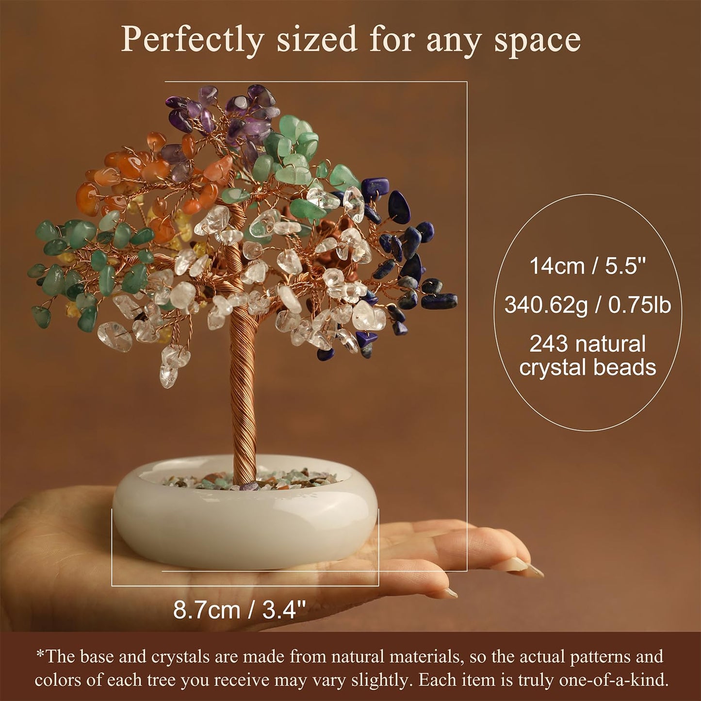 MAGIC AND MIRACLES Amethyst Crystal Tree of Life Chakra Healing, Bonsai Tree, Gemstone Tree, Home and Office Desk Decor for Positive Energy, Birthday Wedding Gifts