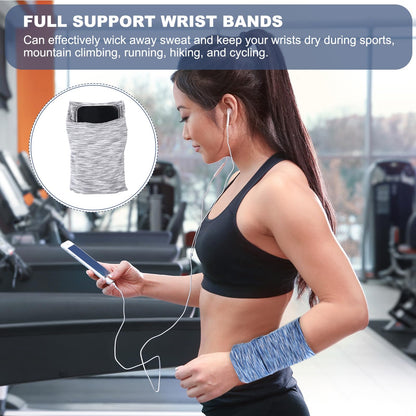 PATIKIL 6"x 4" Wrist Pouch, 2 Pcs Wrist Wallet Sports Wristband Wallet with Zipper Pocket for Running Jogging Hiking Cycling Yoga, Light Gray