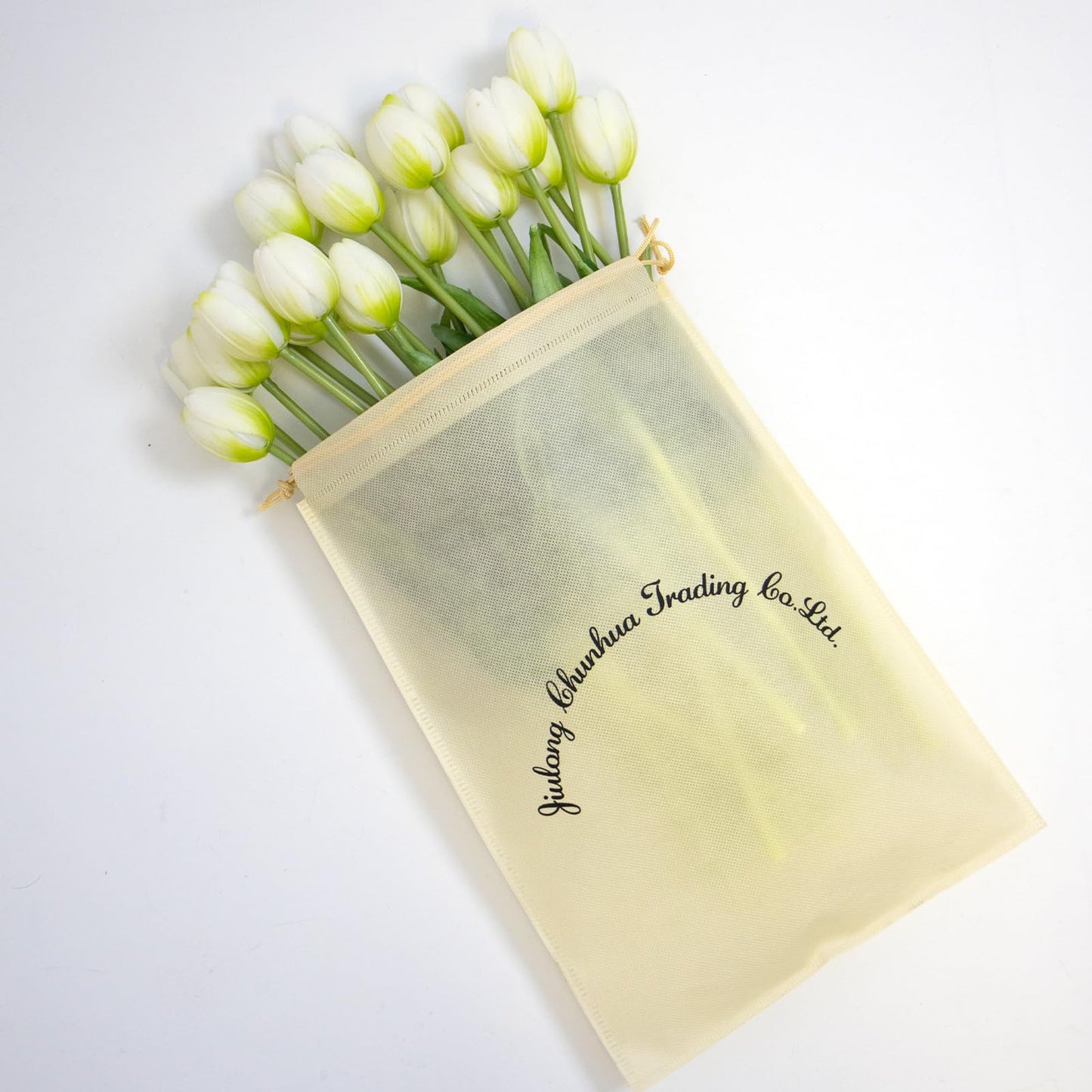 20 Pcs Real Touch Artificial Tulips with Vase, Large Faux Flower Arrangement in Heavy Fluted Glass, Bouquet for Dining Table Centerpiece, Home Office, Spring Decor, Set with Dust Bag (White)