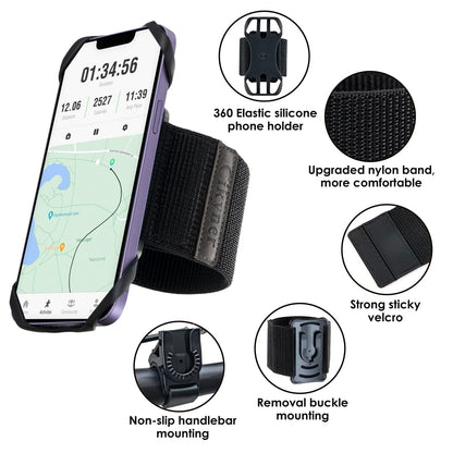 Cikyner Running Armband, Upgraded 3 in 1 Running Phone Holder Sports Armband Bicycle Phone Holder 360° Rotatable & Detachable Running Phone Armband for 4.5-7'' iPhone for Gym Running Hiking