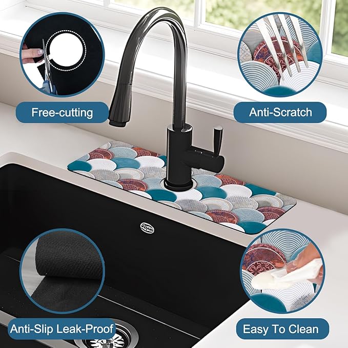 Wall Tiles Texture Sink Splash Guard Ceramic Decor Faucet Absorbing Mat Fast