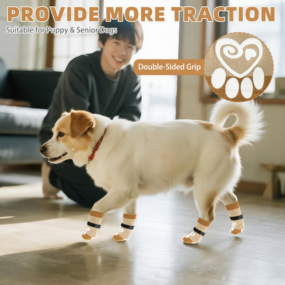 KOOLTAIL Dog Socks Paws Stop Licking,Anti Slip Dog Socks With Grips for Injured Paws Waterproof,Pet Shoes for Hot Pavement & Hardwood Floors,Soft Double Sided Grippy Boots For Small Medium Large Dogs