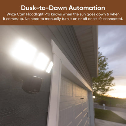 WYZE Floodlight Camera Pro, PCMag Editors' Choice 3000-Lumen LEDs, 2.5K HD Outdoor Security Camera, 180° Wide View, Motion Detection, Color Night Vision, Works with Alexa & Google-White