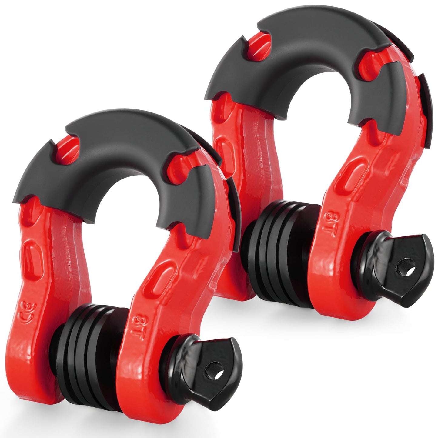 VEVOR 3/4" D Ring Shackle, Red Shackles for Truck with 7/8” Screw Pin 66139 lbs (30 Ton) Break Strength Black Isolator Washers Kit, Winch Towing Shackle for Truck Jeep Heavy Duty Off Road Recovery